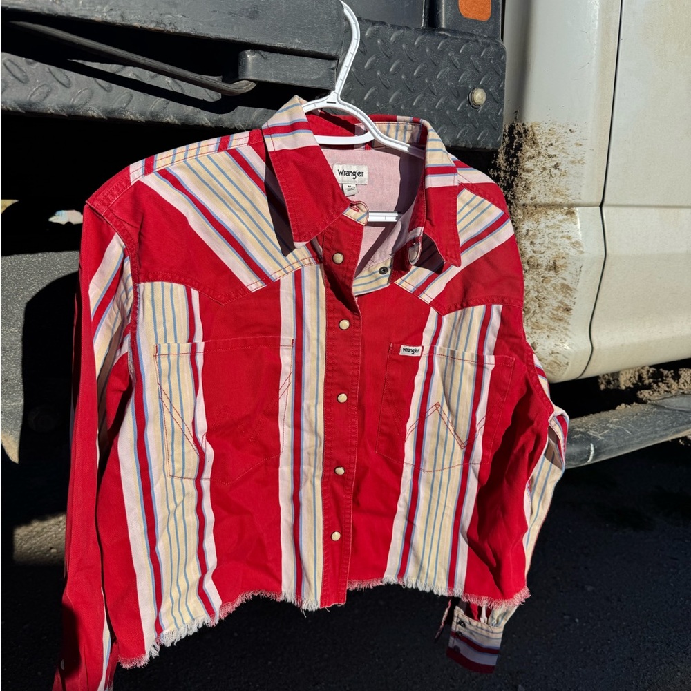 Wrangler Red and Multicolor Striped Shirt